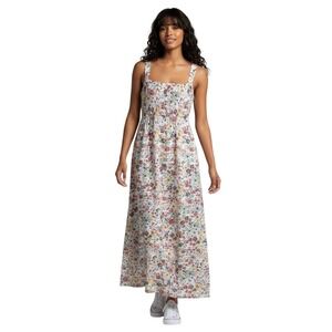 True Craft White Floral Smocked Maxi‎ Dress Women's Cottagecore Feminine Boho 1X